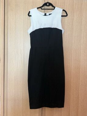 Banana Republic Black and Putty taupe Midi Sheath Dress